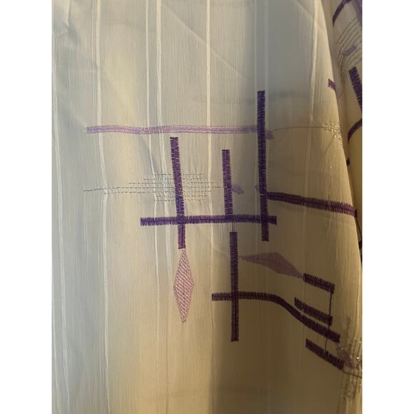 GUC Possi New York Mens Pullover Long Sleeve Shirt White/Purple V Neck Collar XL - Picture 2 of 6